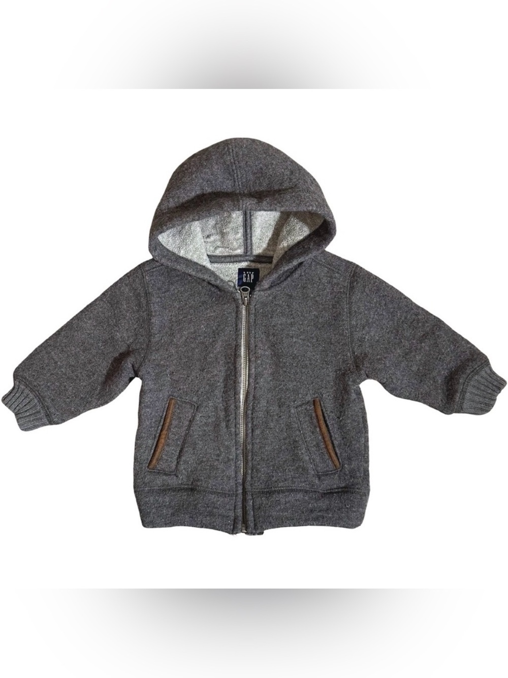 Gap Baby Boy 18m-24m Wool Blend fleece lined Zip up hoodie sweater winter coat